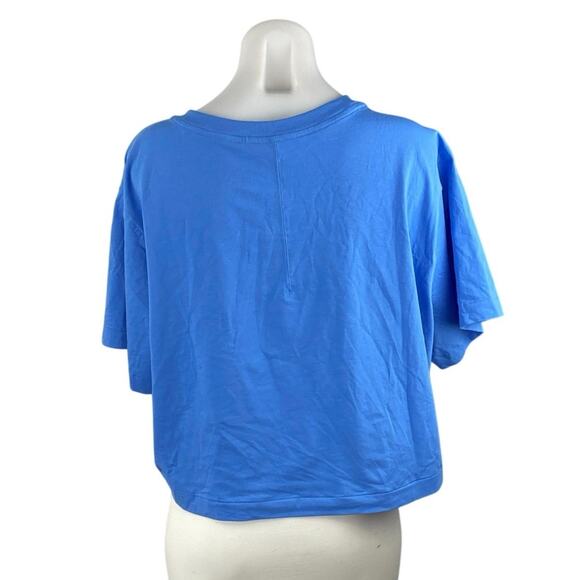 Lululemon Women's Blue Crewneck Short Sleeve Crop Activewear Tee T-shirt Top M - Picture 3 of 4